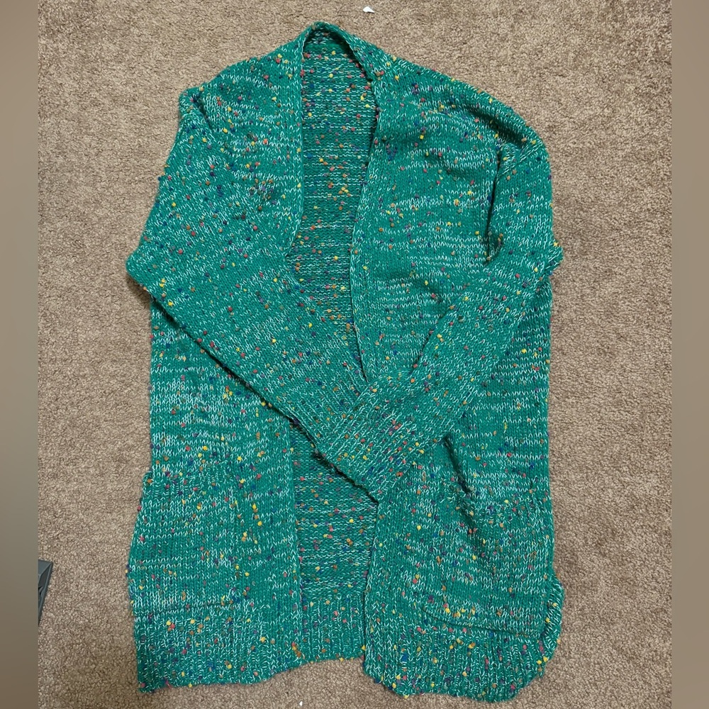 Green Confetti Sweater Cardigan